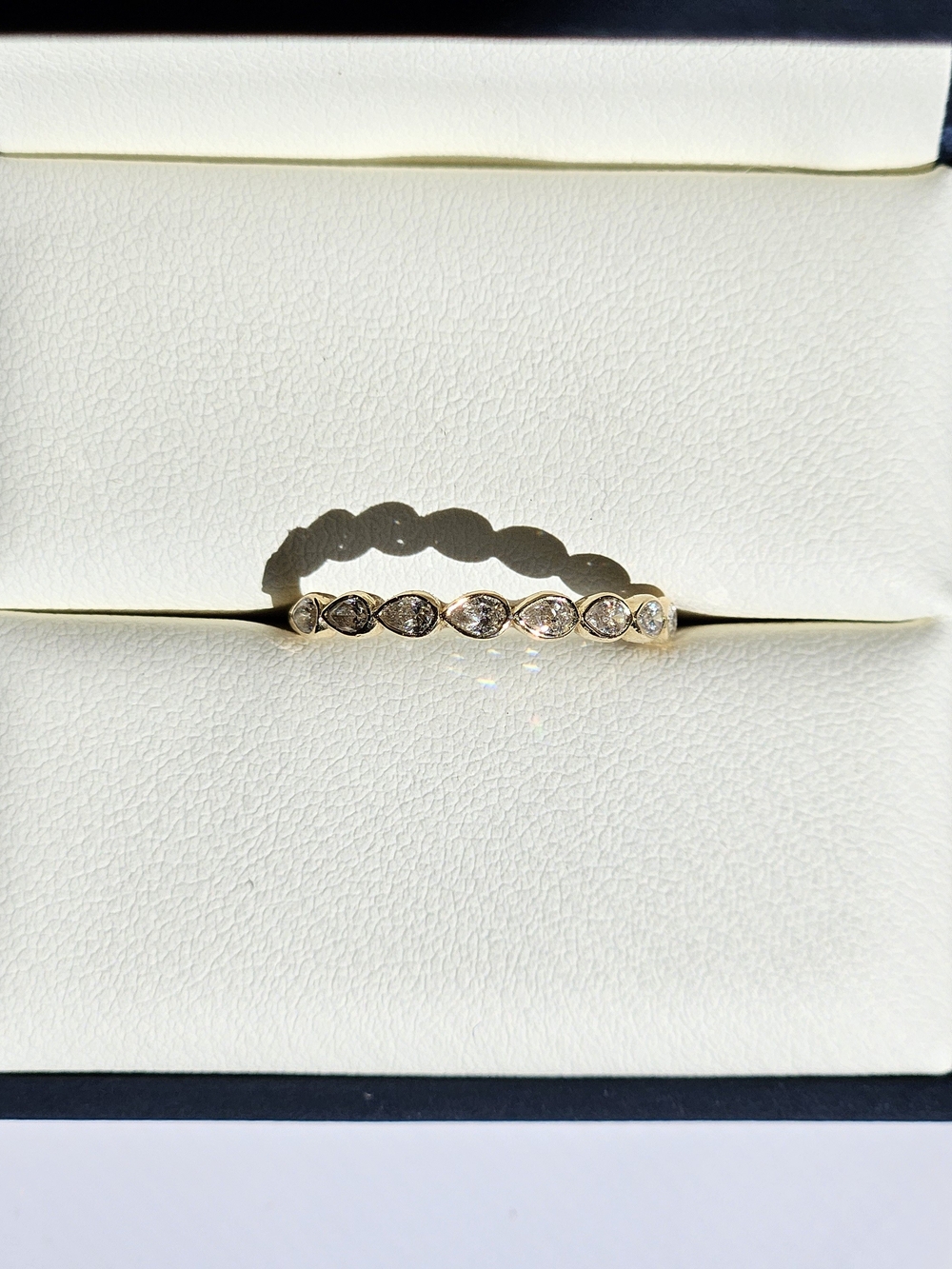 Yellow Gold (14K) Pear Cut Natural Diamond Wedding Band - Picture 6 of 13
